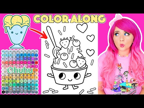 Color Frozen Yogurt Cute Desserts Picture With Me | COLOR ALONG WITH KIMMI