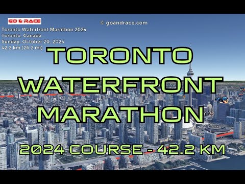 Toronto Waterfront Marathon 2024: fly over the marathon course! Video of the race path.