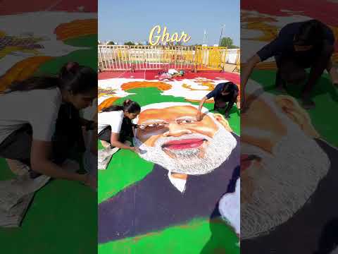 Big rangoli of Narendra Modi ji  😊 #shorts #narendramodi #ram