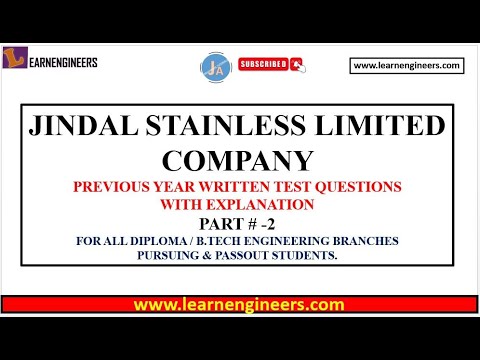 JINDAL STAINLESS LIMITED PREVIOUS YEAR WRITTEN TEST QUESTIONS FOR ALL ENGINEERING STUDENTS PART - #2