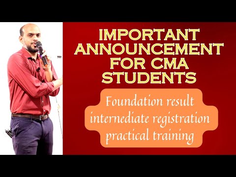 Very important announcement for CMA students .foundation result evaluation &importance of training