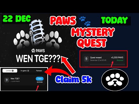 Paws Mystery Quest 22 Dec New Task l Paws Mystery Quest WEN TGE ? 5 K l Paws Mystery Quest Solved