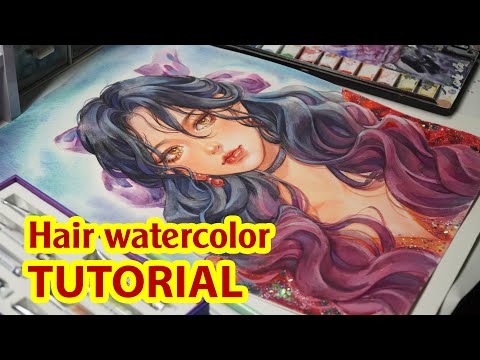 Easy Drawing / Watercolor Hair Coloring Tutorial / Painting #2