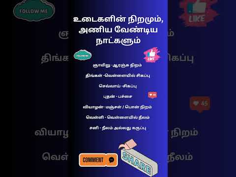 உடைகளின் நிறமும், அணிய வேண்டிய நாட்களும் #ஆன்மீகம்