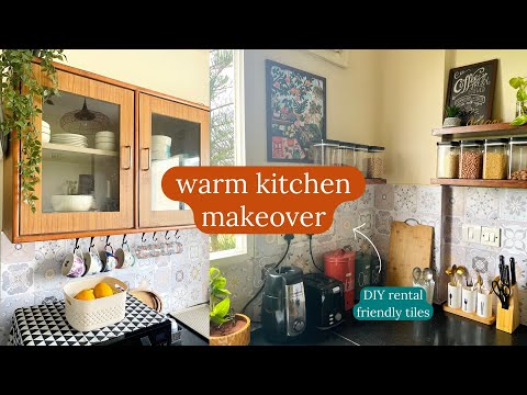 Rental Kitchen Makeover | Rental Friendly Tiles, Organzations, Cup Collection & More | Neera Mishra