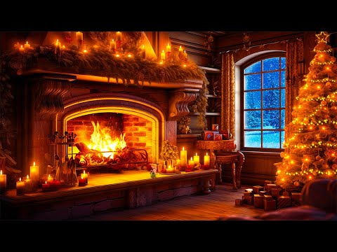 Cozy Christmas Fireplace Sound🎄🔥Relaxing Christmas Fireplace Snow Falling 🔥Christmas Ambience