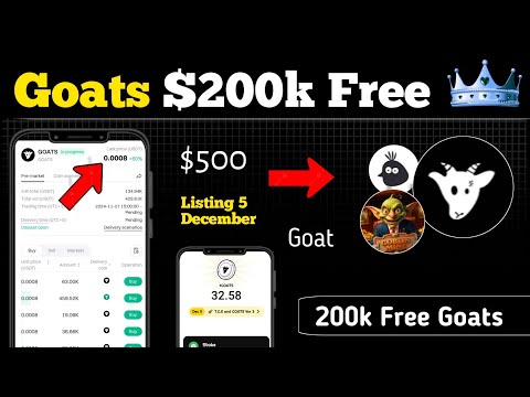 Goat airdrop big update withdrawal 🔥 free 200k goat's coins bitgate offer 🫴