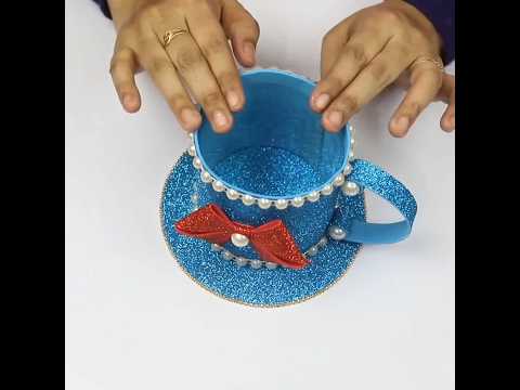 Beautiful Tea Cup making Using Plastic Bottle and Eva Foam #diy #evafoam #shorts #craft