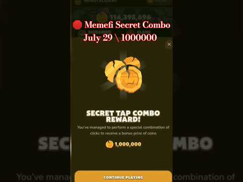 🛑 Memefi Secret Combo July 29 \ 1000000 Points Claim Memefi Hamster Kombat Cards Hamster Kombat code