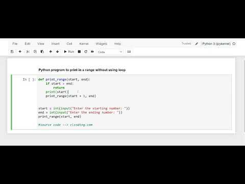 Day 24 : Python Program to print in a range without using loop