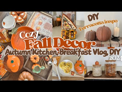 FALL🍂DECORATE WITH ME 2024 //FALL KITCHEN DECOR IDEAS// TERRACOTTA DIY PUMPKINS #falldecor