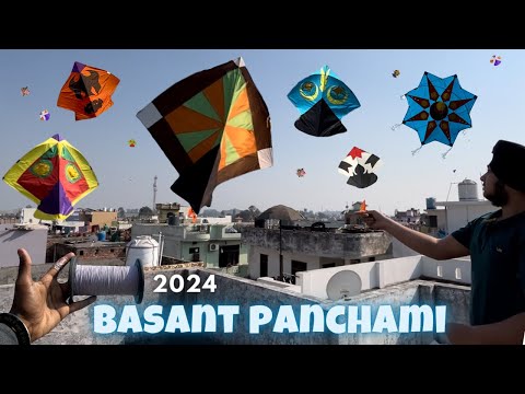 Flying kite on basant panchami 2024 || flying 6,tawa kites 😍 #kitefestival