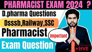 DSSSB, RRB, SSC Pharmacist Exam Important Questions 2024 || DSSSB Pharmacist Exam Notification