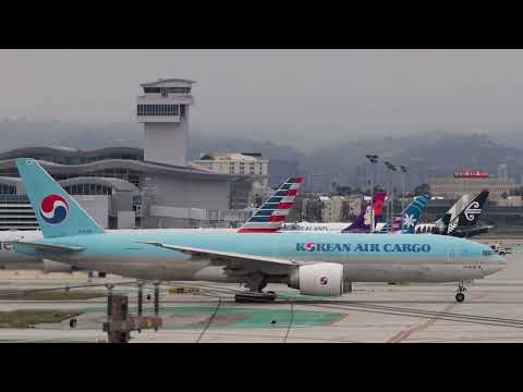 Super rare LAX reverse run [4K] Korean Air B777-200F takeoff KoreanAirCargo LAX KE274 HL8226