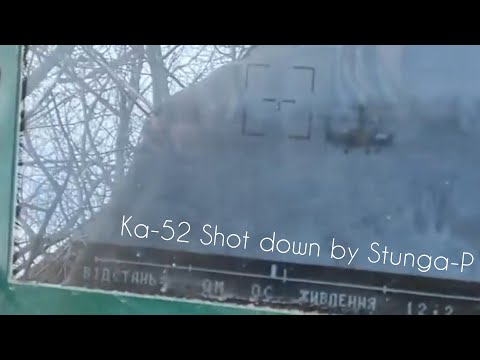 Ukrainian troops shot down a Russian Ka-52 attack helicopter with a Stugna-P anti-tank missile.