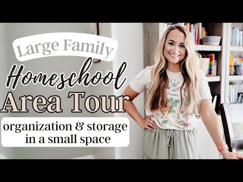 *NEW* HOMESCHOOL AREA & ORGANIZATION TOUR // Large Family Homeschooling in a Small Space