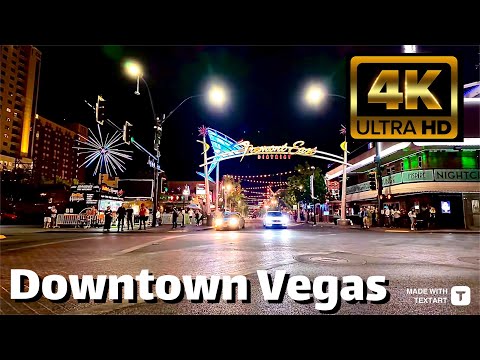 【4K】Downtown Las Vegas at Night - Fremont Street  - April 2024