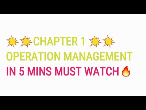 Chapter 1 operation management