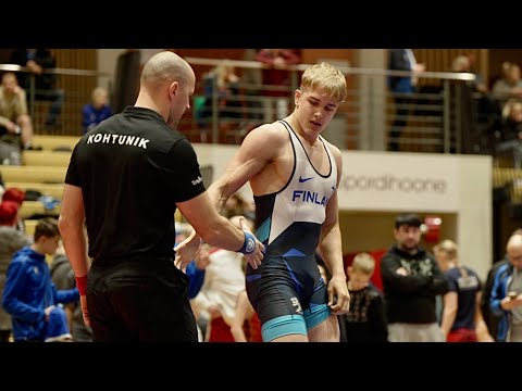 Arnas Jagminas (LTU) vs Joona Junnila (FIN) 97kg. Mens freestyle wrestling.