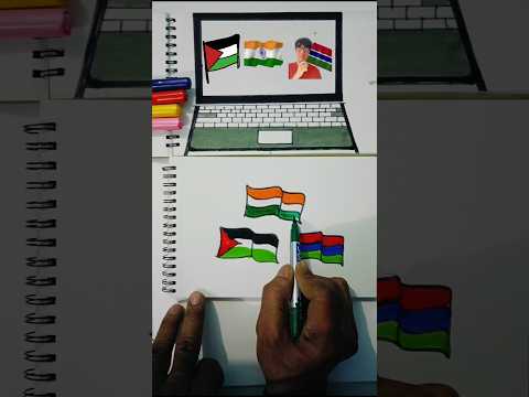 Palestine 🇵🇸 India 🇮🇳 And Gambia 🇬🇲 Flag Drawing | #shorts #trending