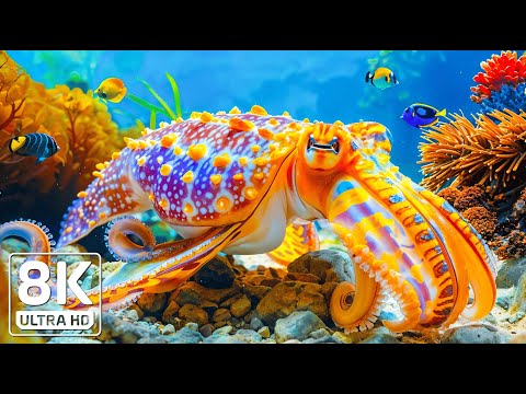 Aquarium World 8K - Peaceful Ocean Life & Relaxing Music for Serenity