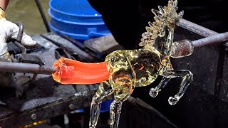 Process of making amazing glass work with horse shaped. Korean glass art master