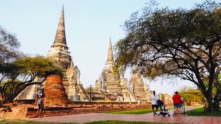 [4K] Ayutthaya Historical Park Thailand. Wat Phra Si Sanphet. Holiest Old Ancient Royal Temple Ruins