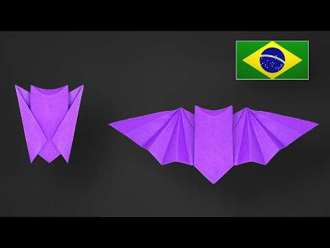 Origami Morcego de Halloween Simples e Fácil - Instruções em Português BR