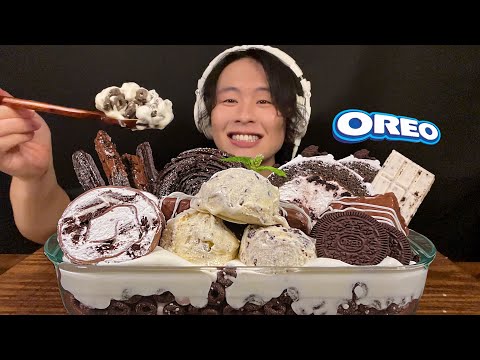 ASMR Giant Oreo Parfait‼️【eating sound/mukbang】