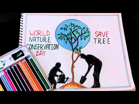 World Nature Conservation Day Drawing | Environment Day Drawing | Save tree Drawing #artist #art