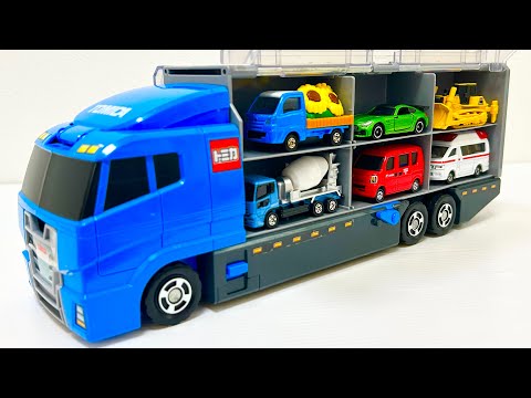 いろんなトミカ☆はたらく車のミニカー箱を開封してコンボイへ収納☆Work car's Tomica miniature cars are opened and stored in the convoy