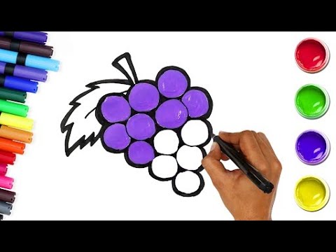 Chiki Art | How to Draw Grapes | Coloring and Drawing for Kids | Draw Cute