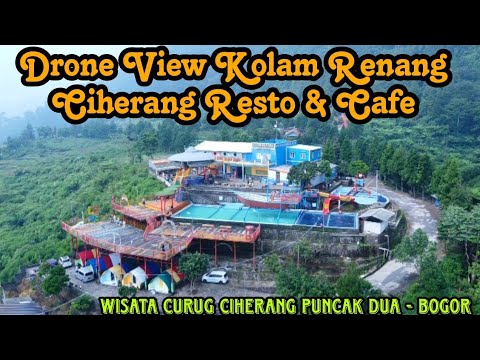 Drone View Kolam Renang Ciherang Resto & Cafe Puncak Dua Bogor