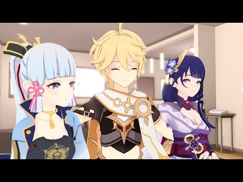 Aether Introduces his Inazuma Harem to Hu Tao