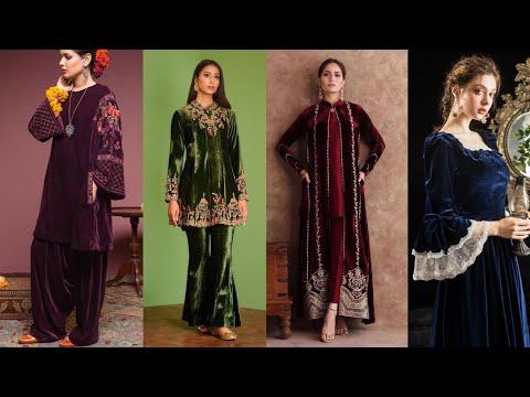 Velvet suit dress designs |velvet dress design ideas for wedding