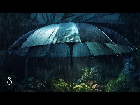 Rain Drops On Sunshade Umbrella💧Black Screen | 12 Hours | Sleep In Series