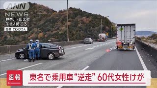 東名高速で逆走した乗用車とトラックが衝突　乗用車の女性が軽いけが　神奈川県山北町(2024年12月20日)