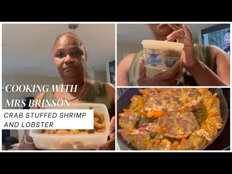 MY WIFE MADE CRAB STUFFED SHRIMP AND LOBSTER #fypyoutube #crablover #lobster #cooking #cookingvideo