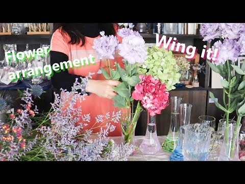 プロが選んだ花を使えば適当に生けてもいい感じになります　flower arrangement in glass Vases　ガラスの花瓶に生けてみた