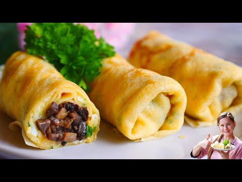 Recipe for Crepes (Crepes with Mushroom Filling and Cheese)