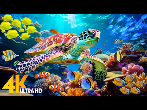 Under Red Sea 4K - Beautiful Coral Reef Fish in Aquarium, Sea Animals for Relaxation - 4K Video #54