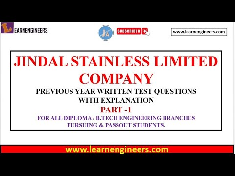 JINDAL STAINLESS LIMITED  PREVIOUS YEAR WRITTEN TEST QUESTIONS  FOR ALL ENGINEERING STUDENTS - #1