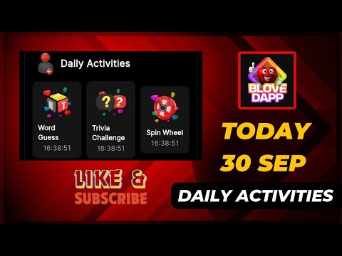 Today 30 Sep Blove DApp Daily Activity Guess Word Trivia Challenge