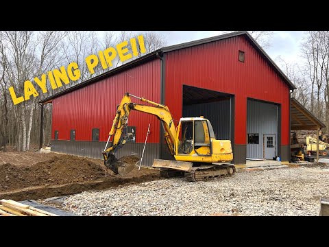 Laying Pipe & Tying in Downspouts On my DREAMSHOP Build!