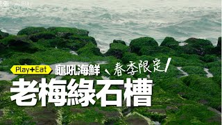 老梅綠石槽 - 春日限定海岸綠地毯 【吃】龜吼海鮮、知味鄉玉米