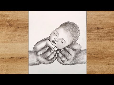 How to Draw a Sleeping Baby on Hands | Pencil Drawing Tutorial