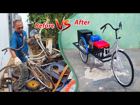 He turns old bicycle to this Super Cool Caravan with water pumping engine