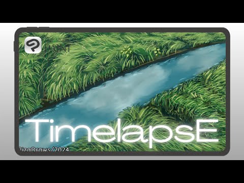 Painting like Ghibli Studio Anime Background in Clip Studio Paint Ep Riverbank Landscape | TIMELAPSE