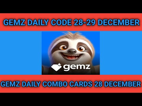 28-29 December Gemz daily code & combo cards|gemz combo cards 28 December |Gemz daily code 28-29 Dec