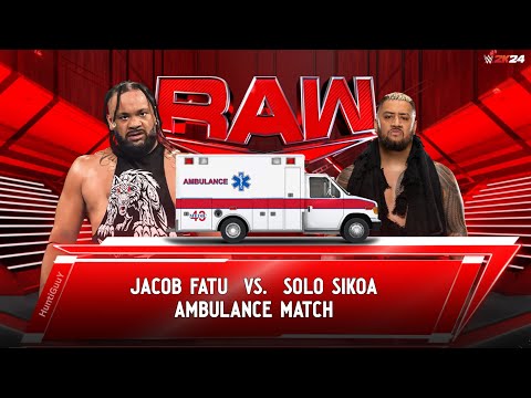 Jacob Fatu  vs Solo Sikoa WWE Raw Ambulance Match - Samoan Buldozer vs Samoan Werewolf